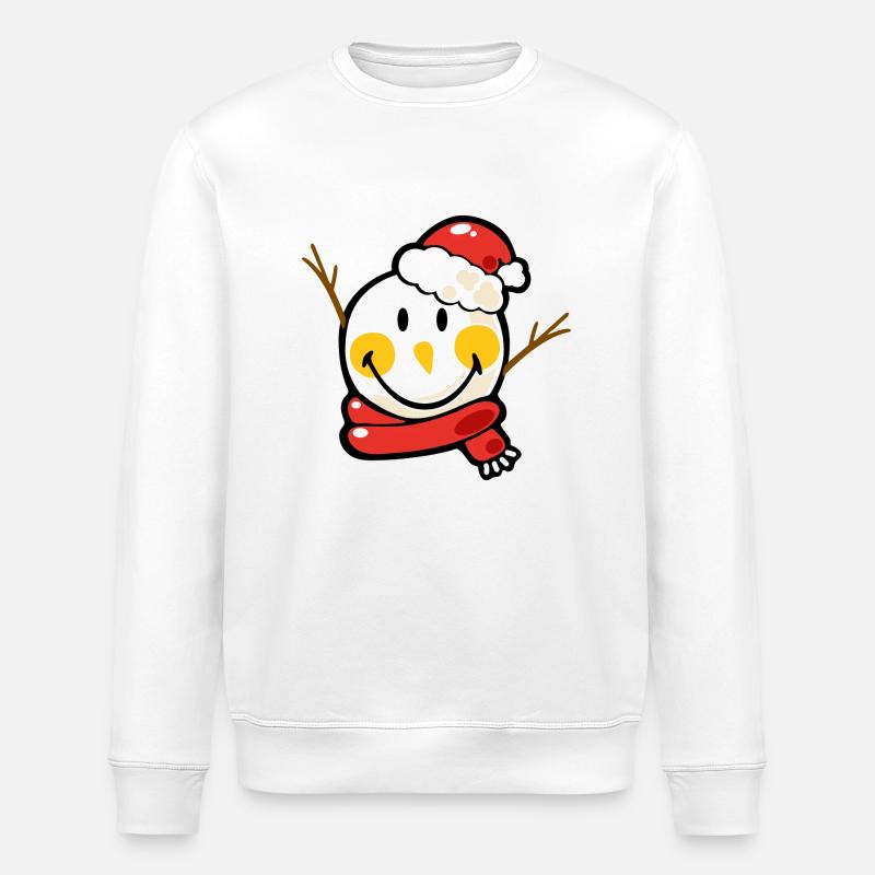 Smiley Christmas Snowman - Stanley/Stella Unisex Bio-Sweatshirt ROLLER - Weiß