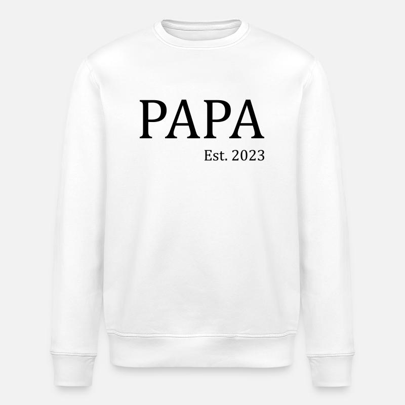 Papa est. 2023 - Stanley/Stella Unisex Bio-Sweatshirt ROLLER - Weiß