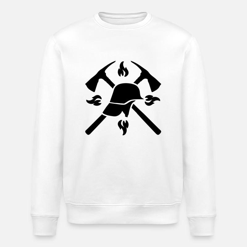 Fire Brigade Helmet Axe - Stanley/Stella ROLLER Unisex Organic Sweatshirt - white