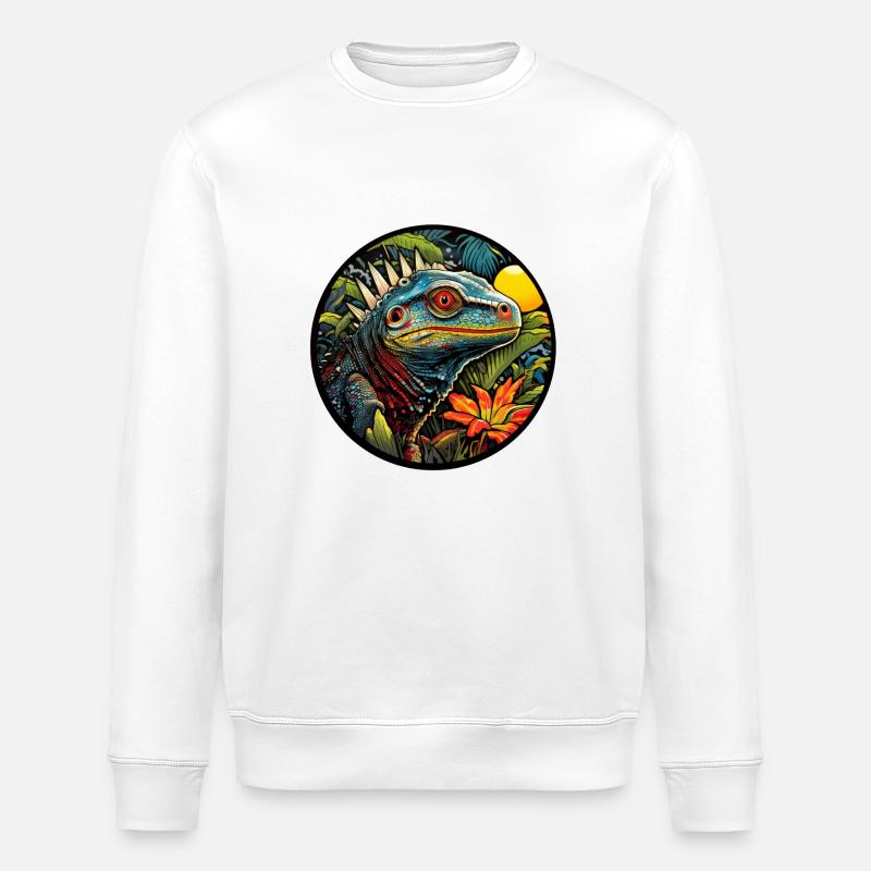 Lizard in the jungle - Stanley/Stella ROLLER Unisex Organic Sweatshirt - white
