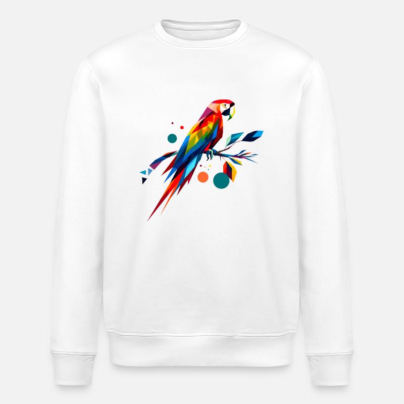 Abstract Macaw - Stanley/Stella ROLLER Unisex Organic Sweatshirt - white
