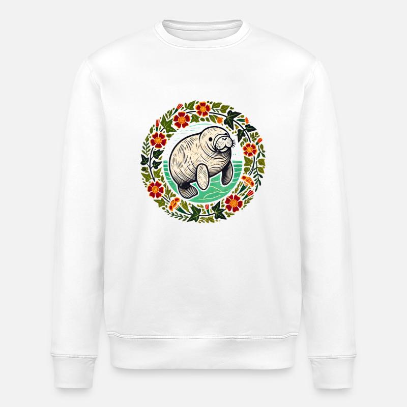 Manatee - Stanley/Stella ROLLER Unisex Organic Sweatshirt - white