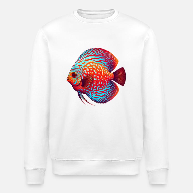 Discus cichlid red - Stanley/Stella ROLLER Unisex Organic Sweatshirt - white