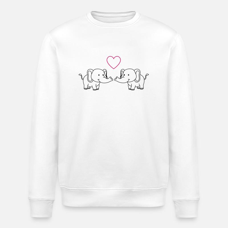 Éléphants amoureux - Sweat bio ROLLER Stanley/Stella Unisexe - blanc