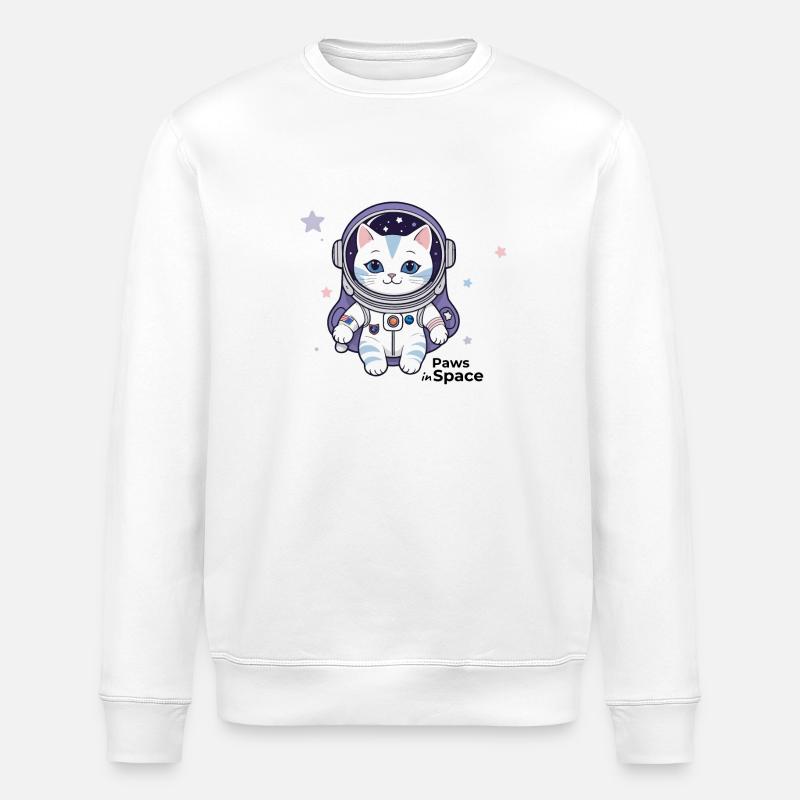 Paws in Space - Stanley/Stella Unisex Bio-Sweatshirt ROLLER - Weiß