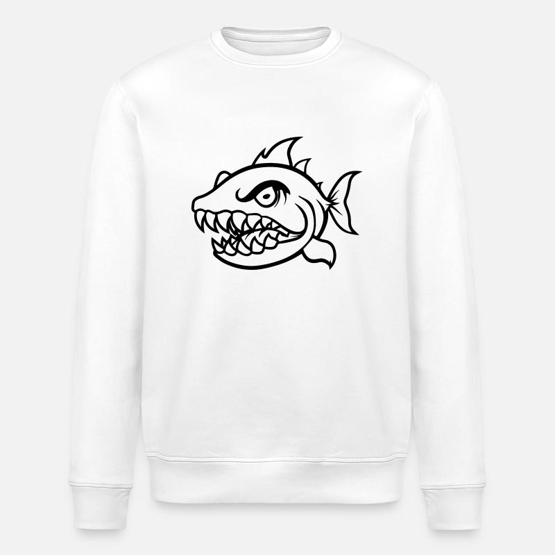 piranha comic - Stanley/Stella Unisex Bio-Sweatshirt ROLLER - Weiß