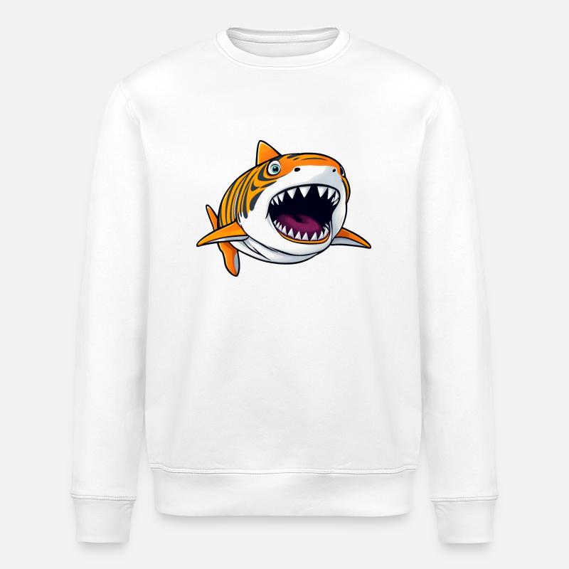 requin de dessin animé ludique - Sweat bio ROLLER Stanley/Stella Unisexe - blanc
