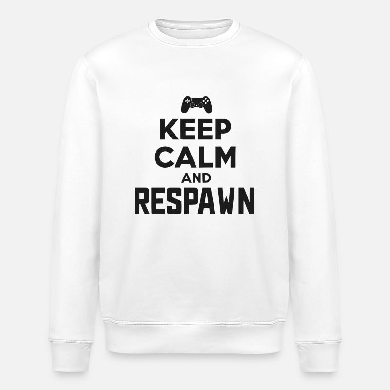 Keep Calm and Respawn - Stanley/Stella ROLLER Unisex Organic Sweatshirt - white