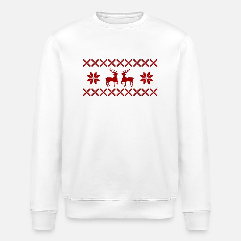 Norway Pattern Deer Christmas - Stanley/Stella ROLLER Unisex Organic Sweatshirt - white