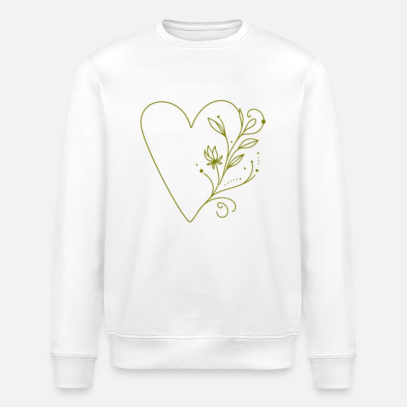 Herz mit Blumenranke - Stanley/Stella Unisex Bio-Sweatshirt ROLLER - Weiß