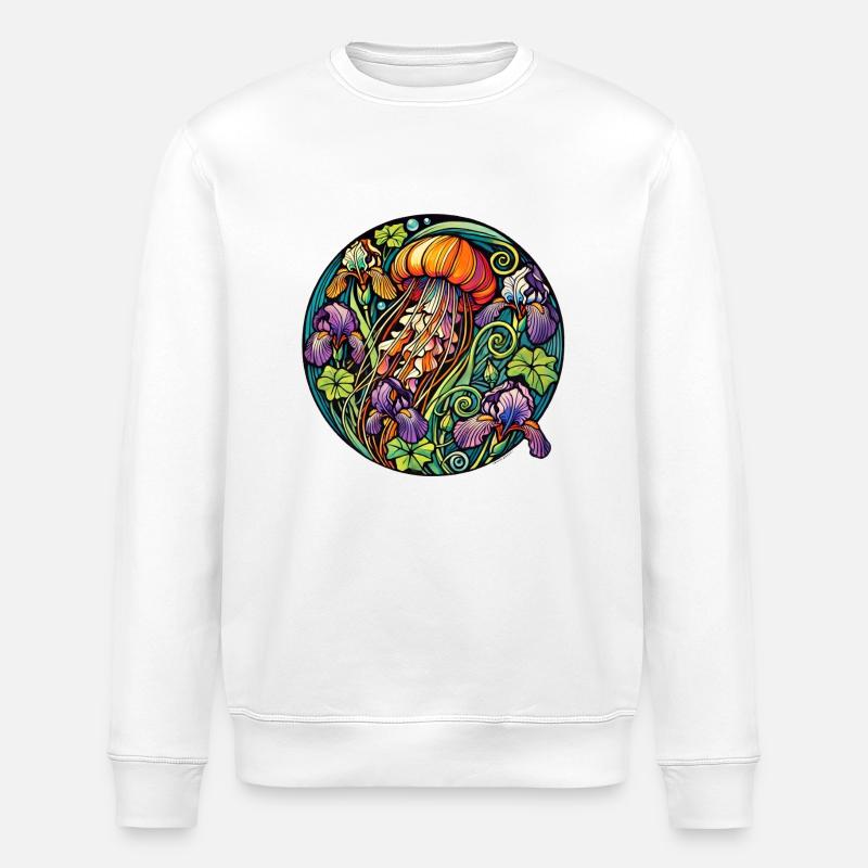 Iris Jellyfish - Stanley/Stella ROLLER Unisex Organic Sweatshirt - white