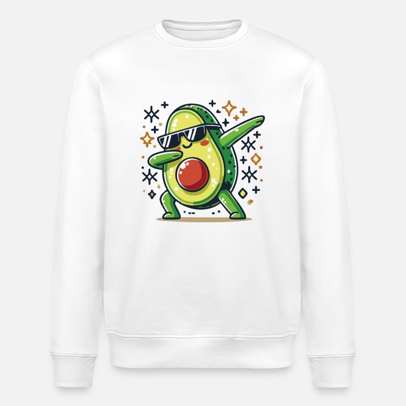 Dabbing avocado - Stanley/Stella ROLLER Unisex Organic Sweatshirt - white