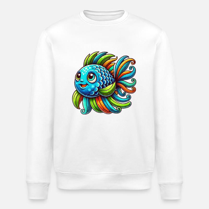 Fish Comic - Stanley/Stella ROLLER Unisex Organic Sweatshirt - white