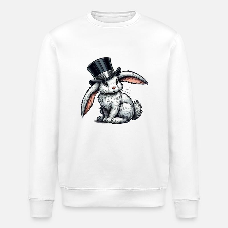 Rabbit Cylinder - Stanley/Stella ROLLER Unisex Organic Sweatshirt - white