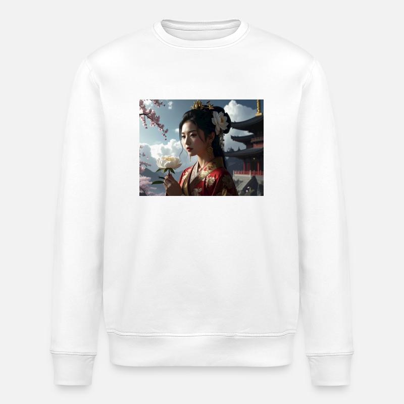 asiatin,geisha,japan,illustration - Stanley/Stella Unisex Bio-Sweatshirt ROLLER - Weiß