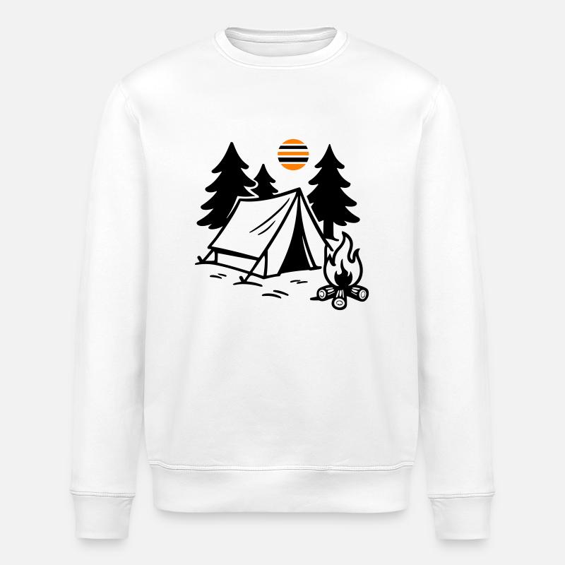 Tent Campfire Camping - Stanley/Stella ROLLER Unisex Organic Sweatshirt - white