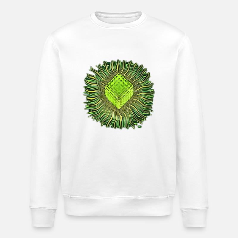Psychédélique Cube / Cube psychédélique - Sweat bio ROLLER Stanley/Stella Unisexe - blanc