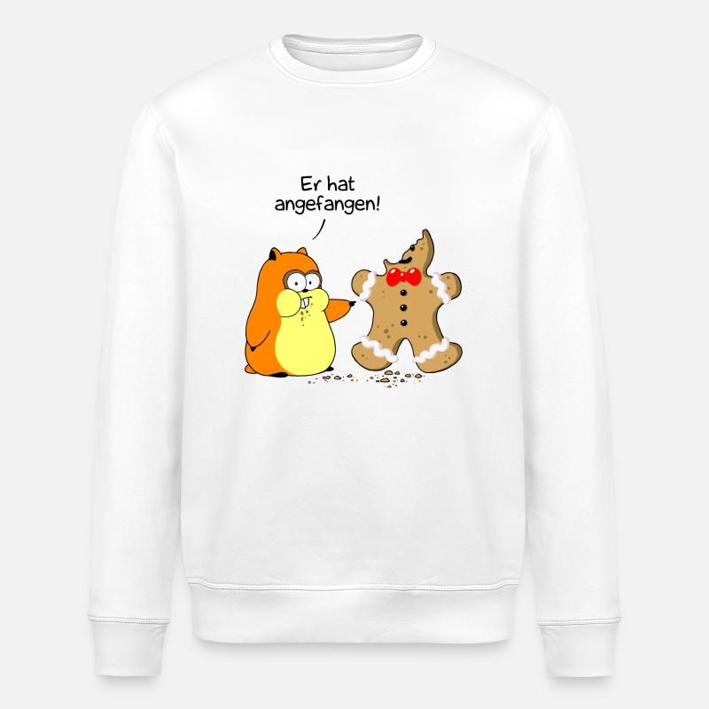 Hamster vs. Lebkuchenmann - Stanley/Stella Unisex Bio-Sweatshirt ROLLER - Weiß