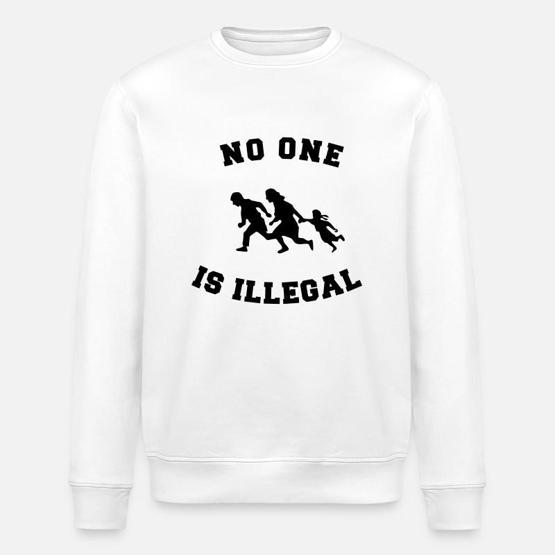 no one is illegal - Stanley/Stella ROLLER Unisex Organic Sweatshirt - white