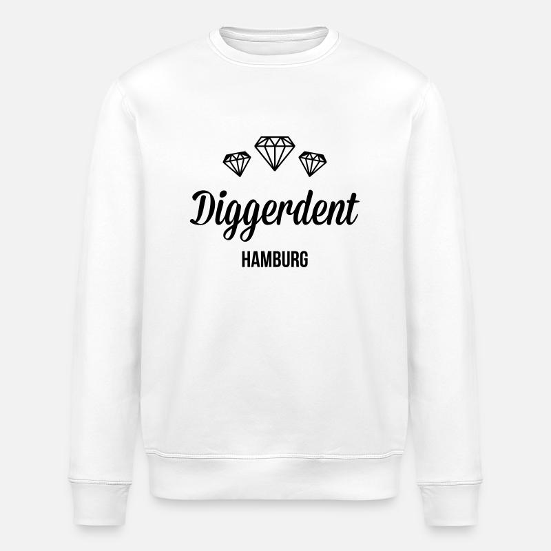 Diggerdent(c) Hamburg diamonds - Stanley/Stella ROLLER Unisex Organic Sweatshirt - white