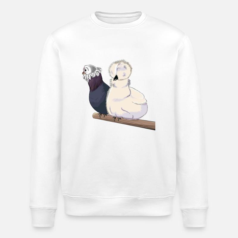 Chickens on the perch - Stanley/Stella ROLLER Unisex Organic Sweatshirt - white