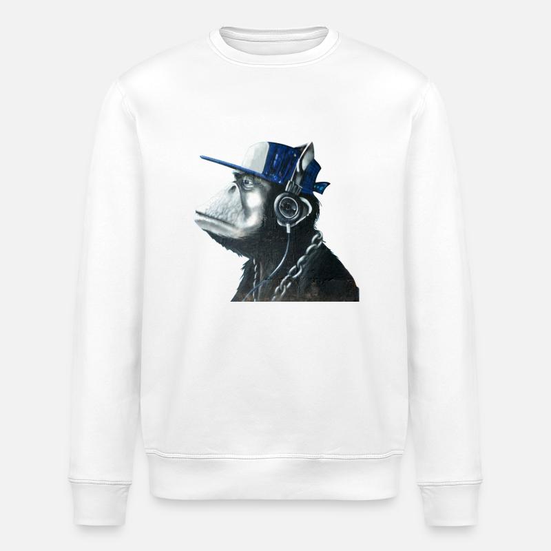 Affe Graffiti von Custom - Stanley/Stella Unisex Bio-Sweatshirt ROLLER - Weiß