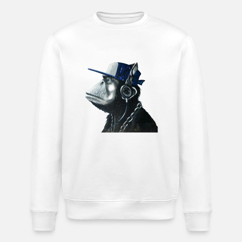 Affe Graffiti von Custom - Stanley/Stella Unisex Bio-Sweatshirt ROLLER - Weiß