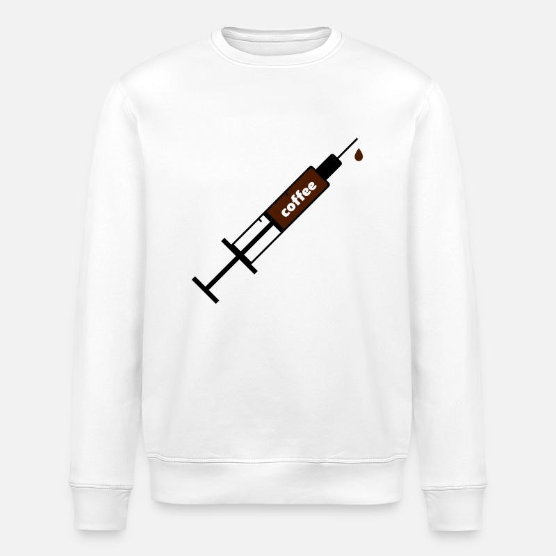 Kaffee Coffee Sucht Spritze - Stanley/Stella Unisex Bio-Sweatshirt ROLLER - Weiß