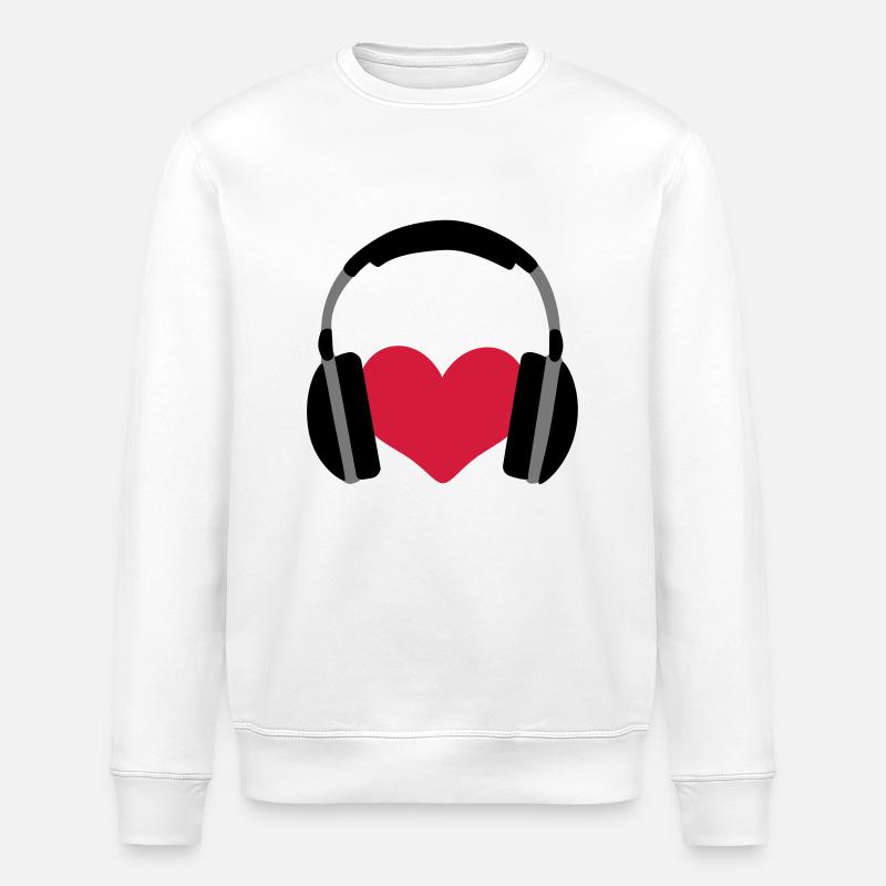 Liebe Musik Herz Kopfhörer - Stanley/Stella Unisex Bio-Sweatshirt ROLLER - Weiß