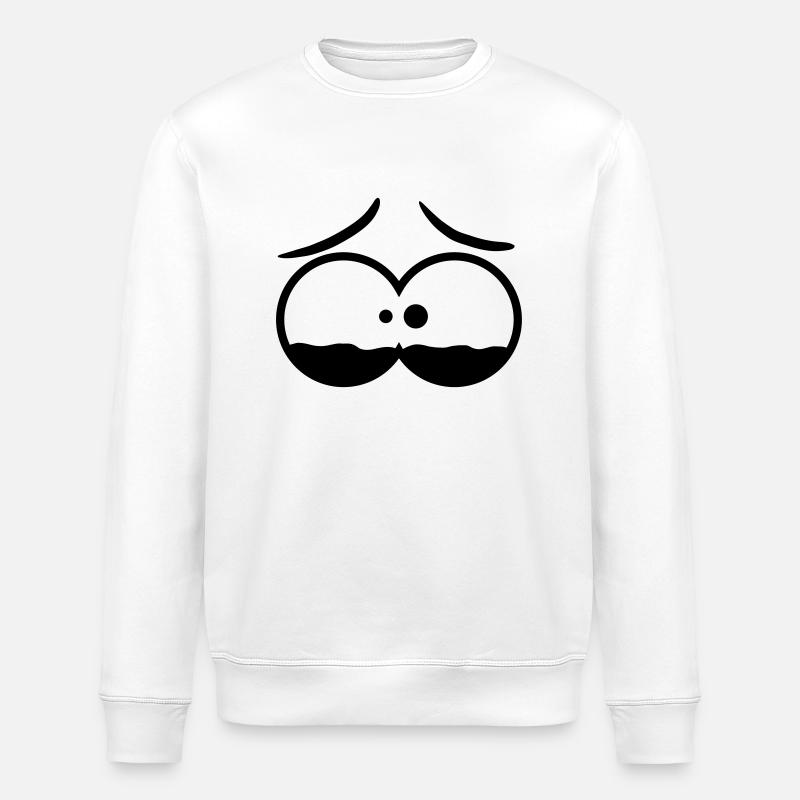 Sad Comic Face - Stanley/Stella Unisex Bio-Sweatshirt ROLLER - Weiß
