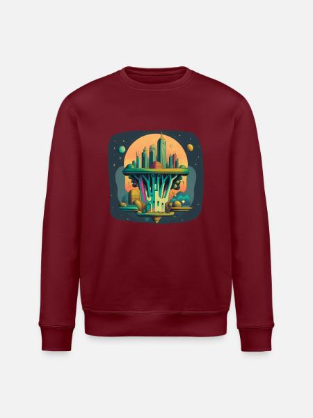 Broccoli geïnspireerde futuristische stad - Stanley/Stella Uniseks bio-sweatshirt ROLLER - wit