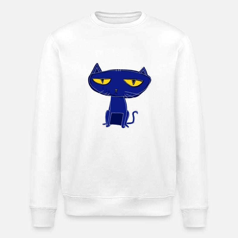 traurige blaue Katze - Stanley/Stella Unisex Bio-Sweatshirt ROLLER - Weiß