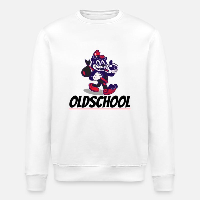 Oldschool cat - Stanley/Stella Unisex Bio-Sweatshirt ROLLER - Weiß