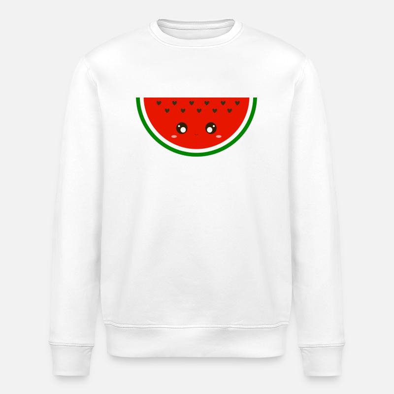 Kawaii Wassermelone - Stanley/Stella Unisex Bio-Sweatshirt ROLLER - Weiß
