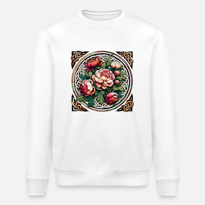 Peonies - Stanley/Stella ROLLER Unisex Organic Sweatshirt - white