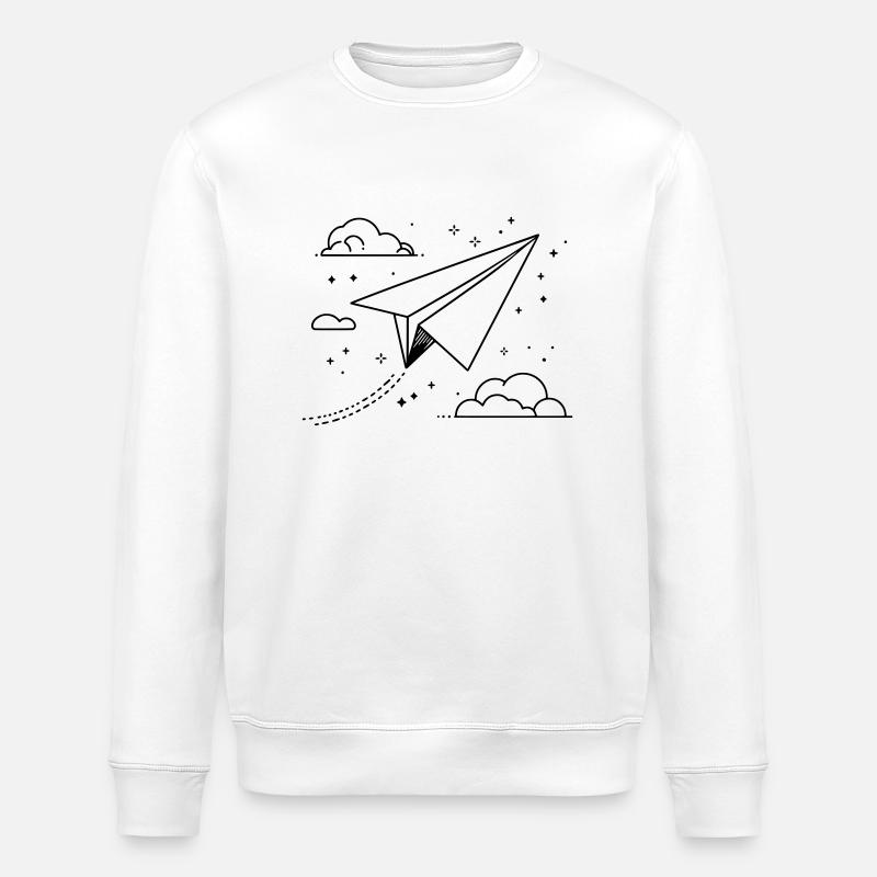 Papierflugzeug Zeichnung - Stanley/Stella Unisex Bio-Sweatshirt ROLLER - Weiß