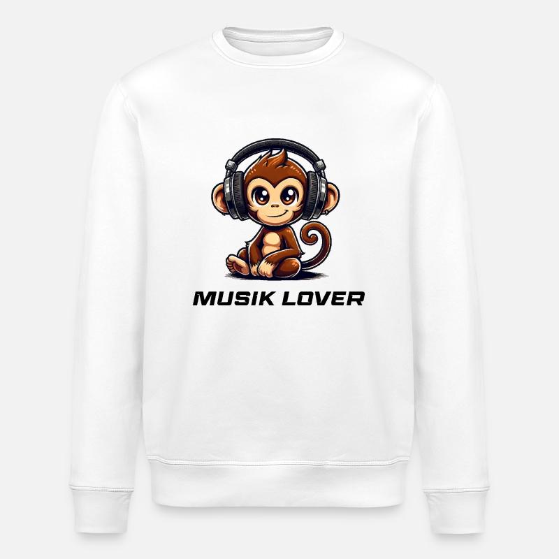 Affe Comic Musik 1 - Stanley/Stella Unisex Bio-Sweatshirt ROLLER - Weiß