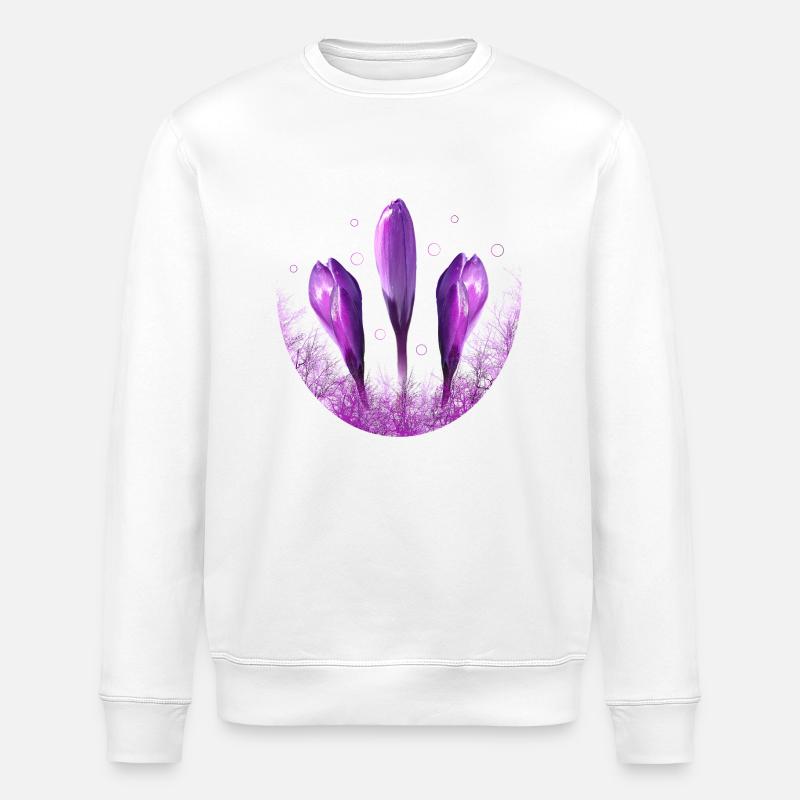 Crocus Crocus Fleurs Violettes - Sweat bio ROLLER Stanley/Stella Unisexe - blanc