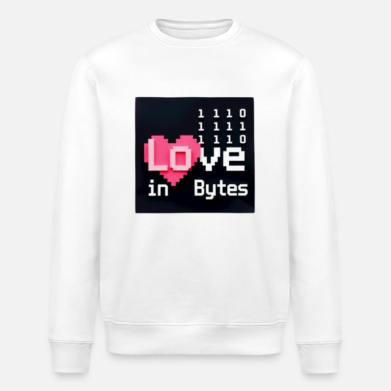 Liebe in Bytes Pixel Art - Stanley/Stella Unisex Bio-Sweatshirt ROLLER - Weiß