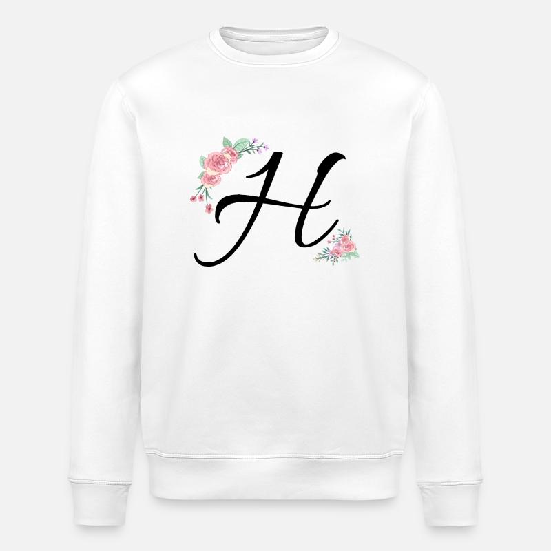 Lettre h fleurs - Sweat bio ROLLER Stanley/Stella Unisexe - blanc