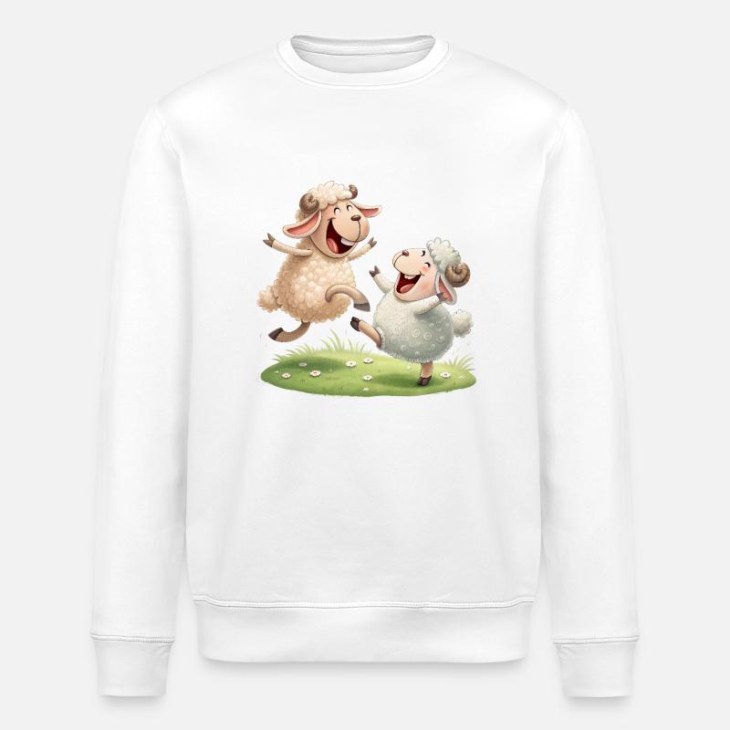 Fröhliches Schaf-Duo - Stanley/Stella Unisex Bio-Sweatshirt ROLLER - Weiß