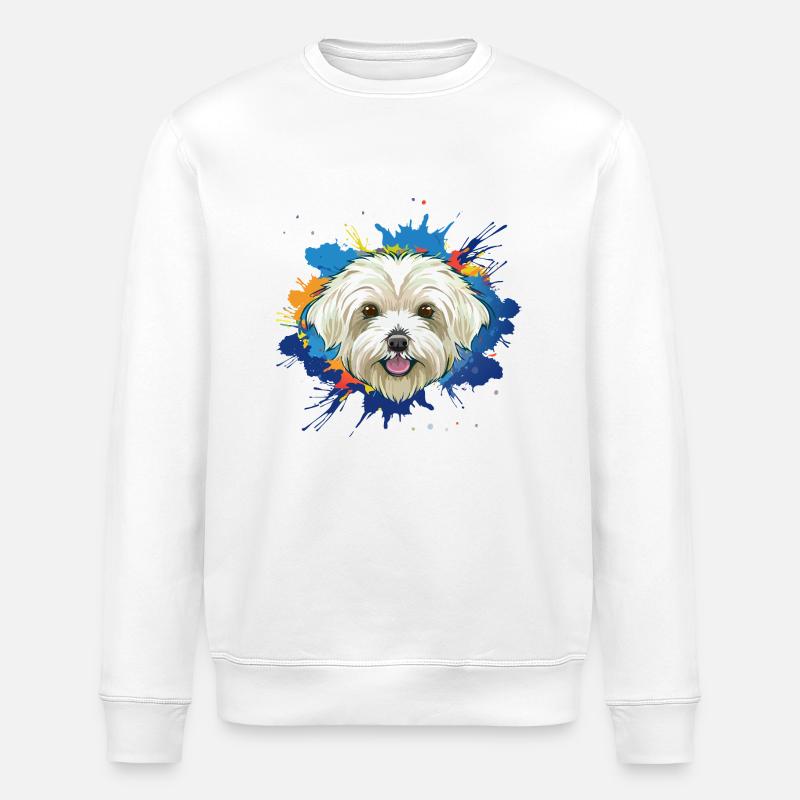 malteser,hund,illustration,bunt - Stanley/Stella Unisex Bio-Sweatshirt ROLLER - Weiß