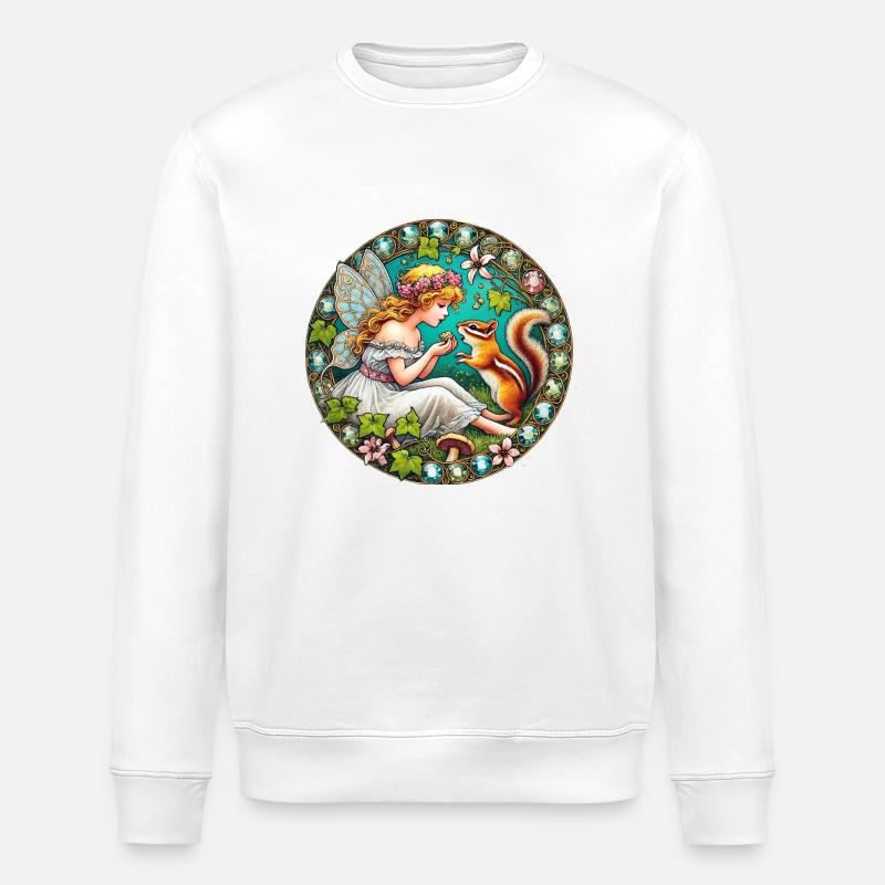 Streifenhörnchen-Fee - Stanley/Stella Unisex Bio-Sweatshirt ROLLER - Weiß