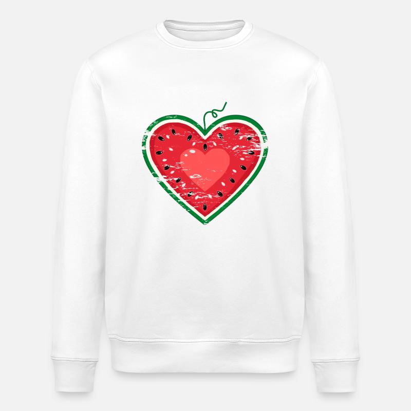 Coeur design pastèque utilisé - Sweat bio ROLLER Stanley/Stella Unisexe - blanc