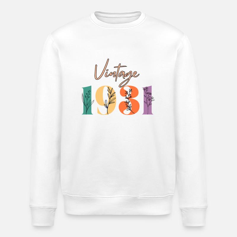 Jahrgang 1931 Blumen - Stanley/Stella Unisex Bio-Sweatshirt ROLLER - Weiß