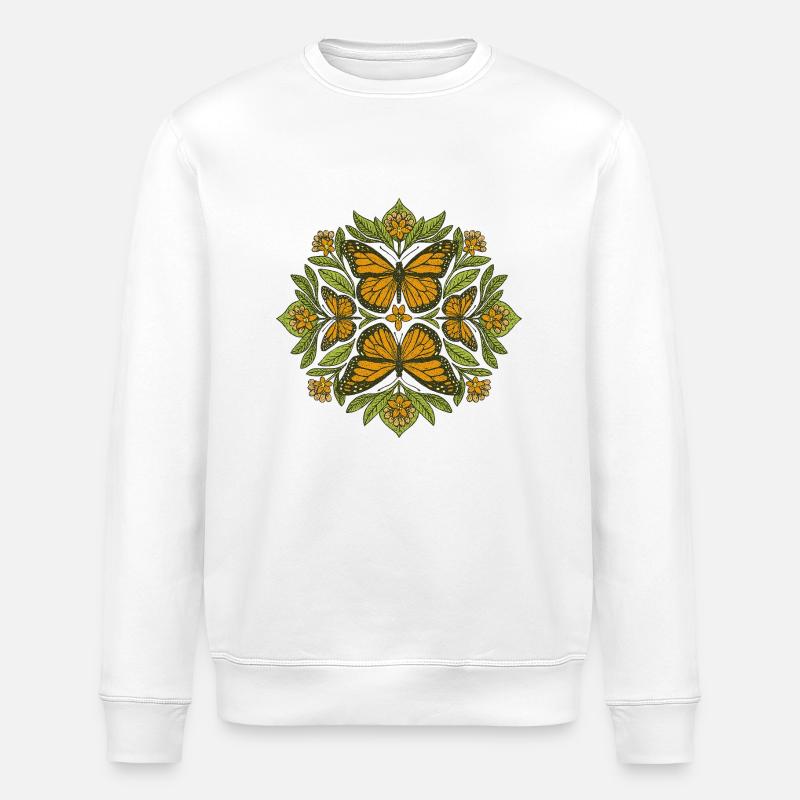 Monarque Papillon Mandala Nature Art - Sweat bio ROLLER Stanley/Stella Unisexe - blanc