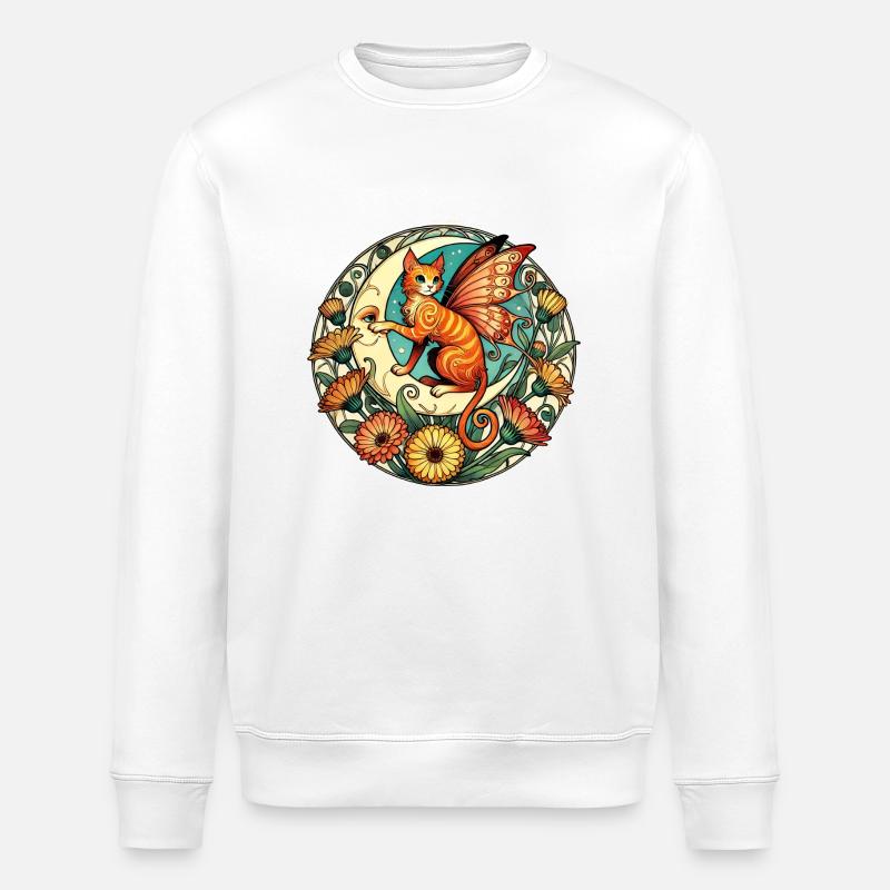 Illustration de fée chat roux - Sweat bio ROLLER Stanley/Stella Unisexe - blanc
