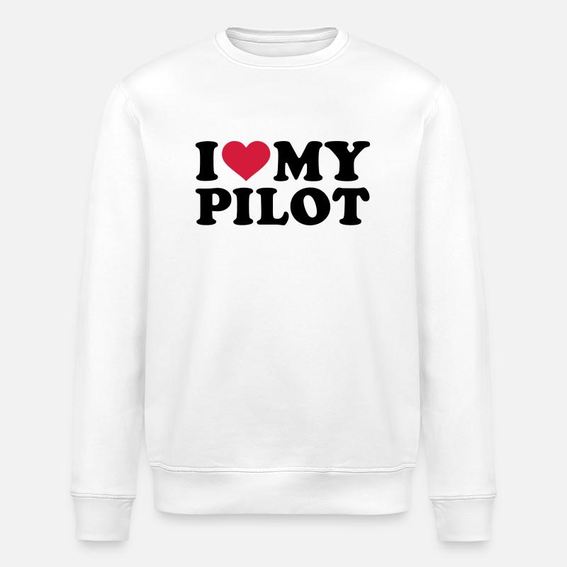 I love my Pilot - Sweat bio ROLLER Stanley/Stella Unisexe - blanc