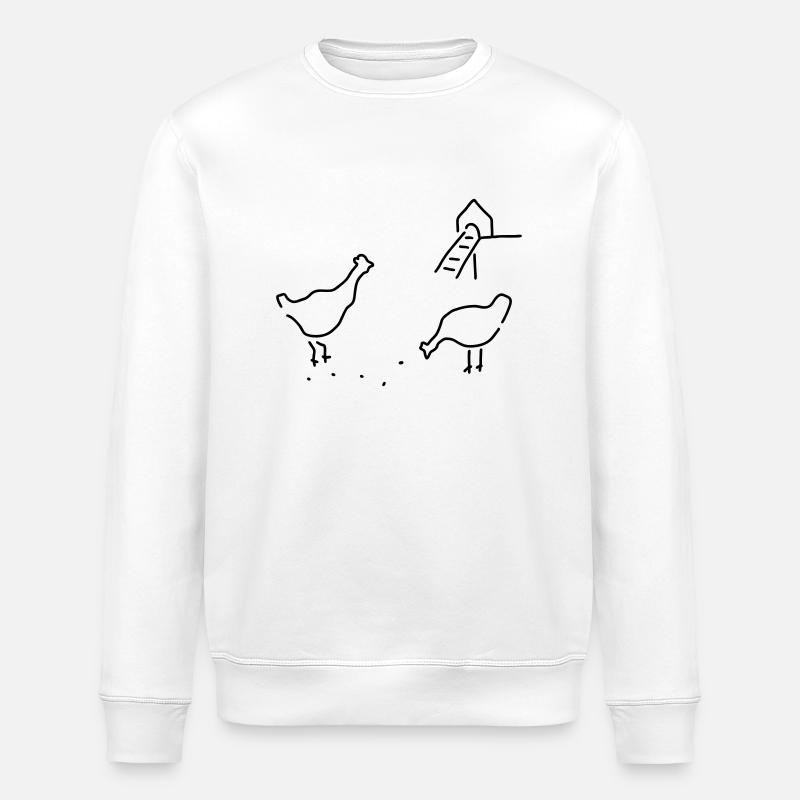 hühner beim picken - Stanley/Stella Unisex Bio-Sweatshirt ROLLER - Weiß