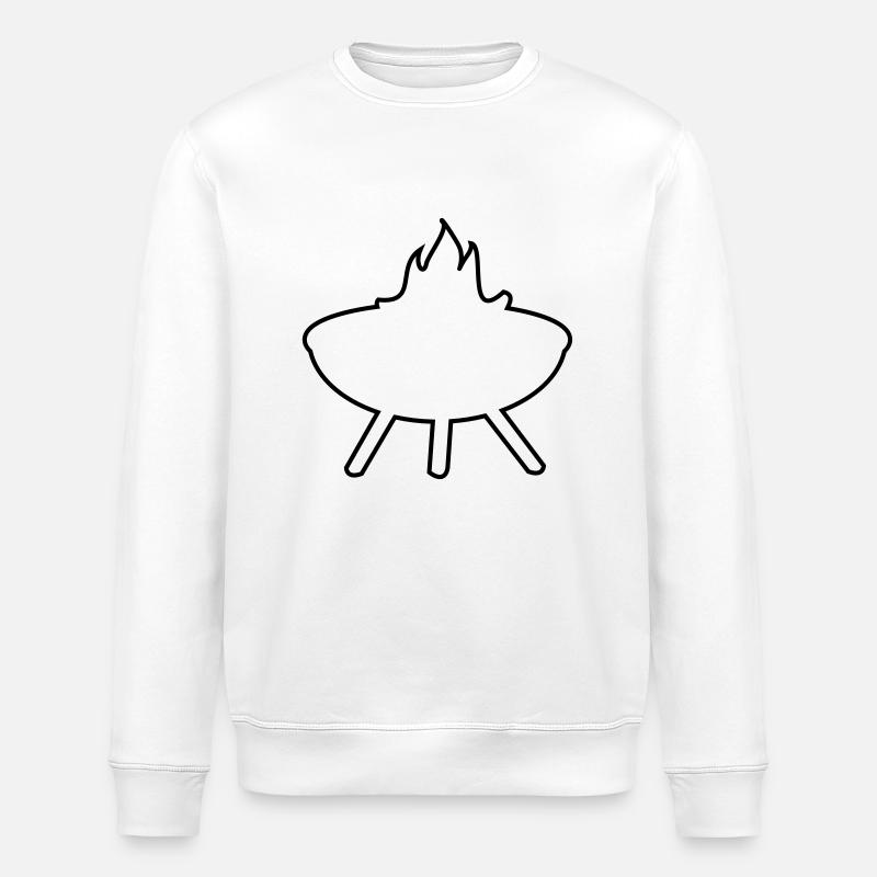 Fire Bowl BBQ Grill Fire - Stanley/Stella ROLLER Unisex Organic Sweatshirt - white